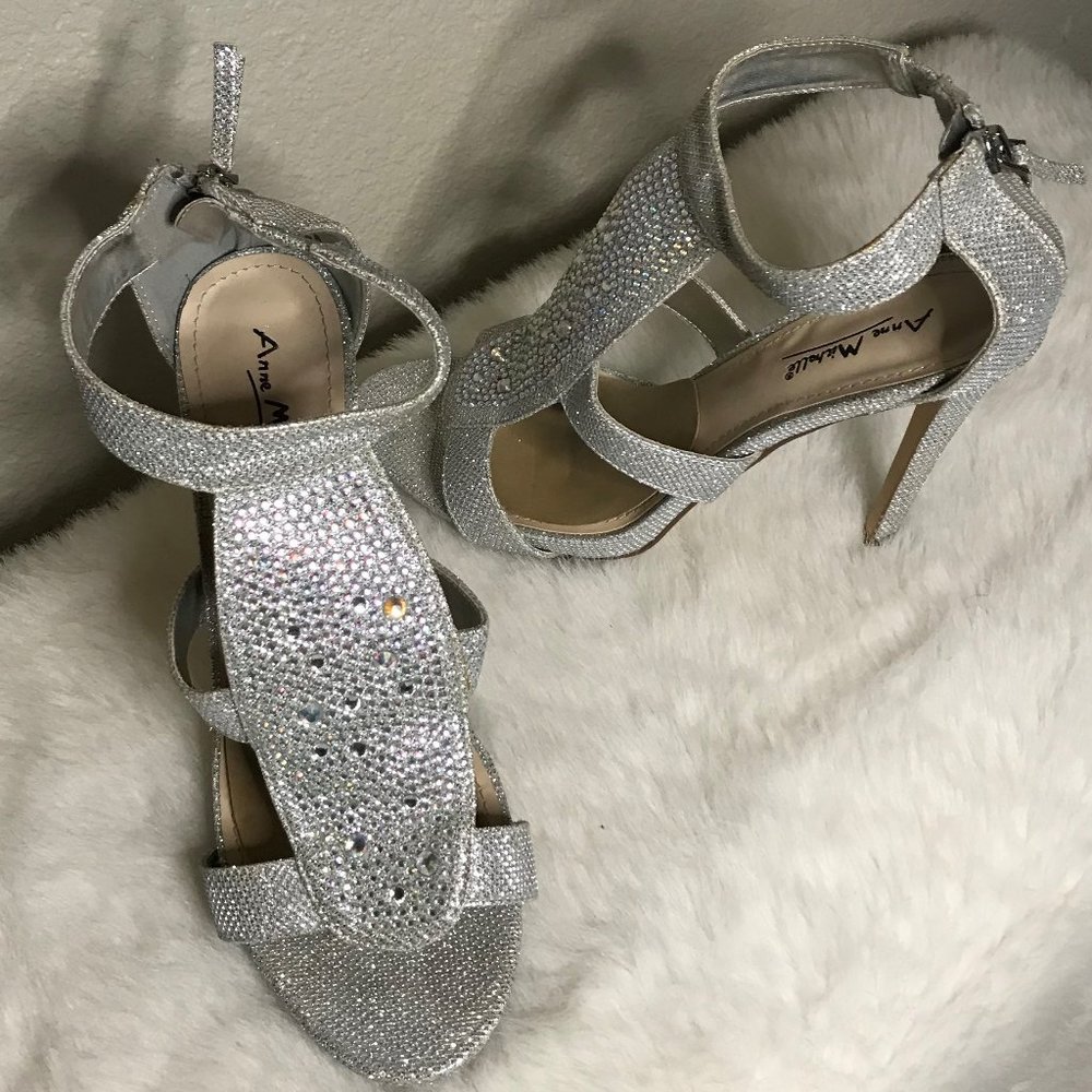 Anne Michelle Silver Strappy Heels